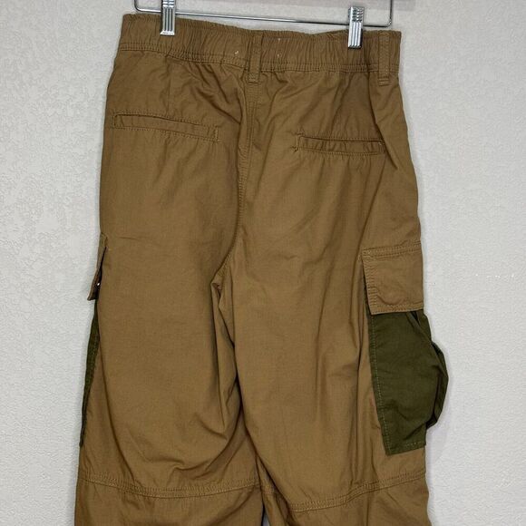 Anthropologie Olive Green Cargo Parachute Pants Size 26 Contrast Pockets Cotton - Picture 7 of 10